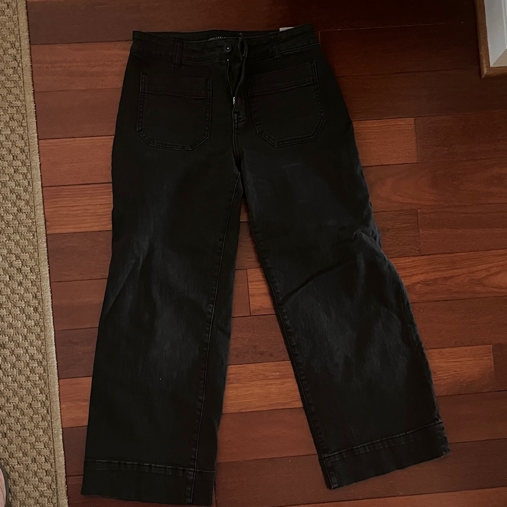 Sanctuary Black Cropped Wide-Leg Jeans